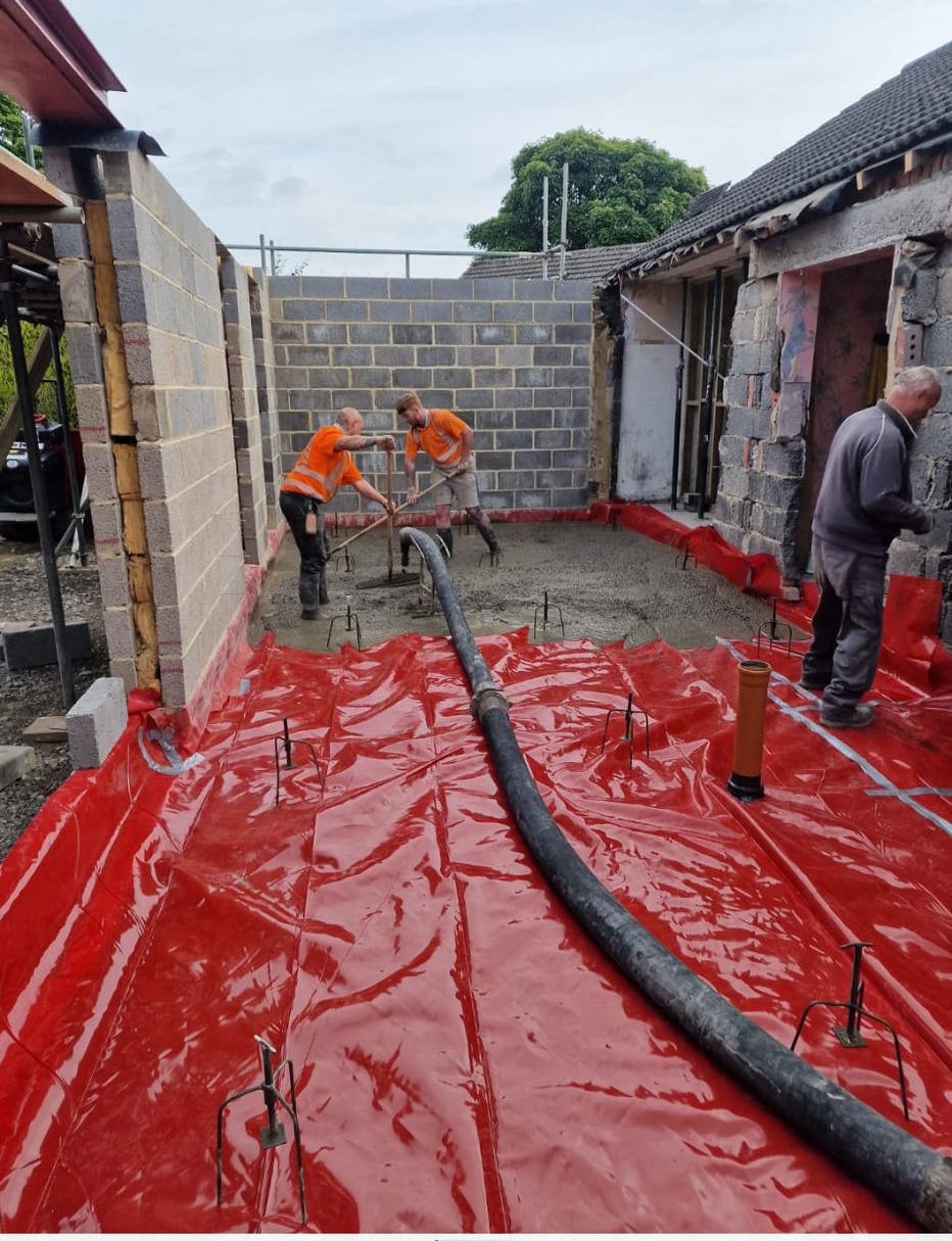 Concrete foundations being poured